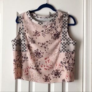 Zara TRF boxy floral sparkly sleeveless tank top